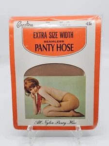 Vintage Barsiline Nylon Hosiery Hose Beige Extra Size Width 1x Hips 35"-40" New - Picture 1 of 6