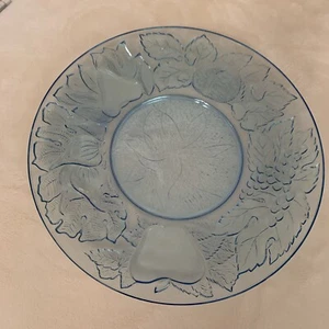 Blue KIG Indonesia ‘Della Robbia’ Pressed Glass Serving Fruit Plate - Fast Ship - Picture 1 of 10