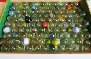 MARBLES BULK VINTAGE from the 60s-70s | 116 MIXED COLORED MARBLES NO01 - Picture 1 of 7
