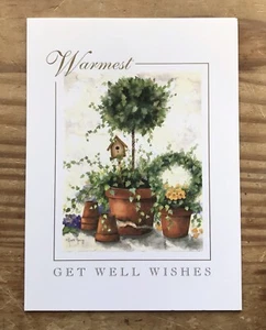 Tarjeta botánica caprichosa de colección Annie Lapoint Birdhouse árbol en maceta Get Well - Imagen 1 de 3