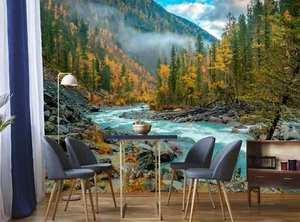 Forest River Wall Mural Nature Photo Wallpaper Autumn Decor Poster 366x254 cm - Picture 1 of 8