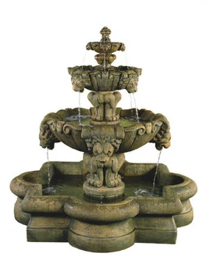 Fuente León Patio 66" - Estatua Fuente Agua Jardín Hormigón Exterior Foto 1 de 2