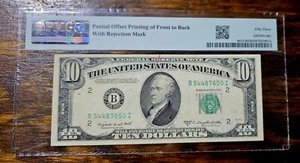 1950C $10 OFFSET PRINTING ERROR W/REJECTION MARK  Federal Reserve Note!  - Picture 1 of 5