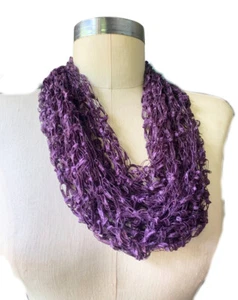 Bufanda infinita púrpura collar bufanda bufanda bucle infinito joya ligera berenjena  - Imagen 1 de 3