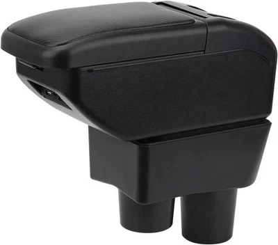 Caja reposabrazos para Nissan Versa 2012-2019 doble capa con puertos USB, fibra de carbono Foto 1 de 4