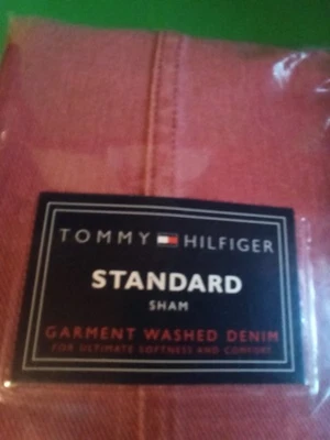 Tommy Hilfiger Funda de Almohada Falsa Denim Lavado a la Piedra 100% Algodón De Colección Y2K Nueva Foto 1 de 4