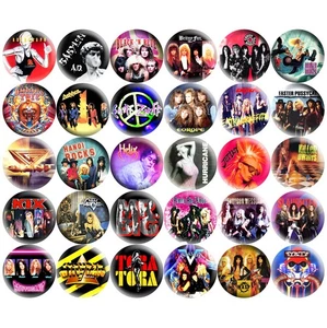 80s Glam Metal Hard Rock 2.25" Pinback Buttons Retro Music Hair Bands, 30 Pins - Picture 1 of 4