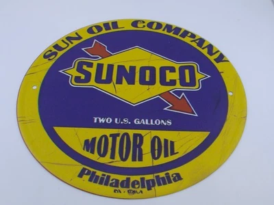 Sunoco Motor Oil 8x8 Tin Sign Reproduction Gas Oil Wall Decor - Image 1 of 3
