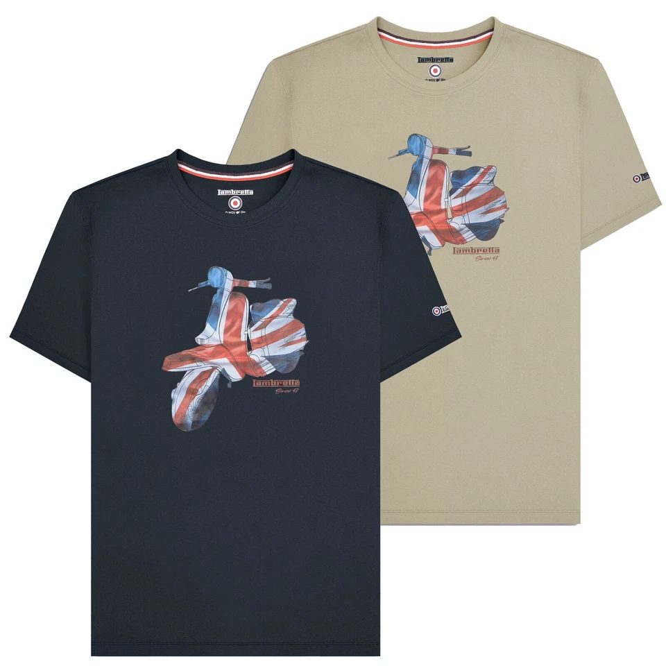 Mens Lambretta Scooter Logo Graphic Mod Ska Casual T-Shirts Sizes M to 4XL - Image 1 of 1