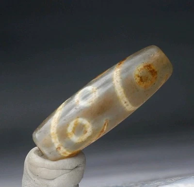 Pre-1800s Indo/Tibetan Old Agate 7 Eye Dzi Bead 14*43mm - Image 1 of 4
