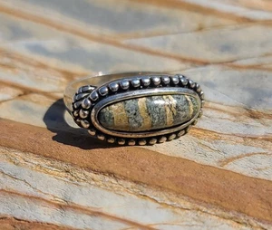 VTG Carolyn Pollack Green/Gold Chatoyant Gemstone Sterling Silver Ring Size 7 - Bild 1 von 24