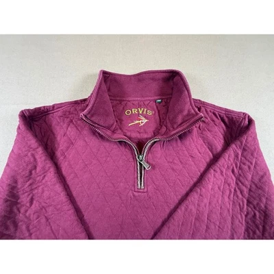 Suéter Pullover Acolchado Orvis 1/4 Cremallera Borgoña Manga Larga Para Hombre Grande Informal Foto 1 de 4