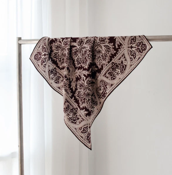 70% Cachemira 30% Seda Bandann 65X65cm Mantón Naranja Encaje Estampado Bufanda Envoltura Cuadrada Foto 1 de 4