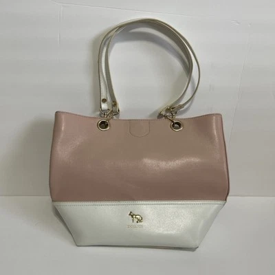 Bolso de Mano Emma Fox Rosa/Blanco Bloque de Color Herrajes Dorados Foto 1 de 4