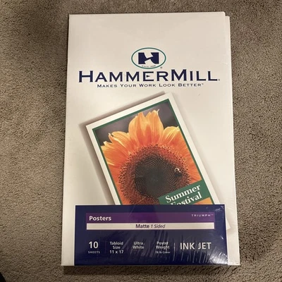 Lot Of 2 - Hammermill Matte 1 Sided 11x 17 Poster Paper, 10 Sheets New Sealed - Image 1 of 4