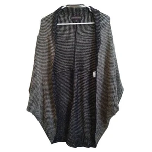 Dana Buchman Black and Gold Metallic Waffle Knit Slouchy Shawl Women's Size XL - Picture 1 of 12