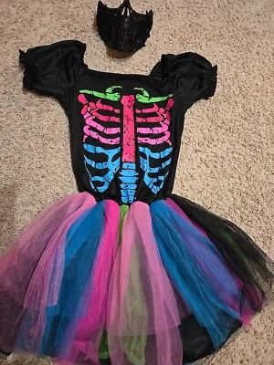 Era Assustador Vestido Fantasia Halloween Feminino M Esqueleto Sexy com Máscara Lantejoula  - Imagem 1 de 4