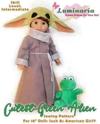 18" Doll Clothes Pattern American Girl Dress Star Wars Baby Yoda Boy Costume - Image 1 of 4