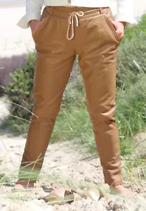 Jogginghose als Lederhose aus ECHT-Leder in beige - Bild 1 von 13