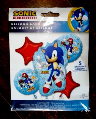 Ramo de globos SONIC 5: 1 superforma, 2 láminas HX estándar, 2 láminas XL estándar Foto 1 de 3