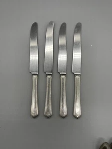 Wm A. Rogers Heirloom Chevron Silver Plate Knives Set Of 4 - Picture 1 of 4