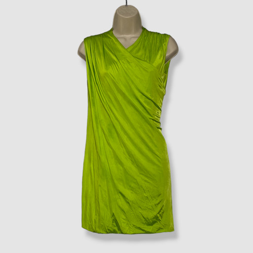 Abito bodycon da donna Versace Italia verde crossover drappeggiato $2095 taglia 44