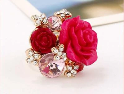New Fashion Rose Ring Personality Ethnic Style Solid Color Adjustable - Image 1 of 3