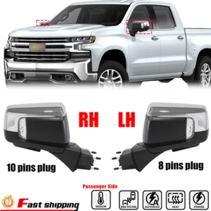 Power Mirror Heated Chrome BSM Signal For 2019-2024 Chevrolet Silverado LH & RH - Picture 1 of 21