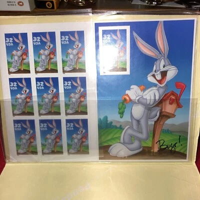Bugs Bunny 32¢ Stamps -  Looney Tunes Sheet of Ten USPS Stamps (1996) - Image 1 of 2