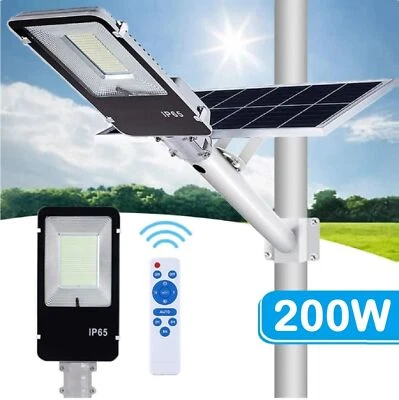 200W LED Solar Street Lights Outdoor Flood Light with Remote Control Waterproof - Image 1 of 4