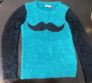 SO Girl’s Mustache Pullover Sweater For Girls Size 10 Perfect For Fall Holliday - Picture 1 of 5