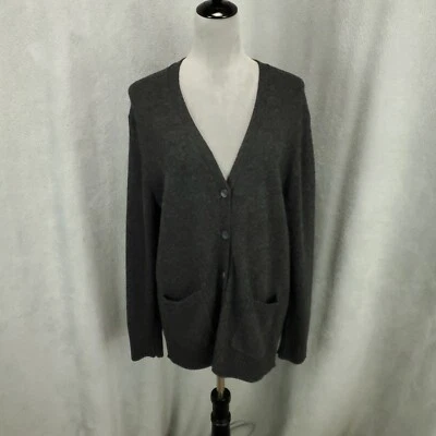 Jenni Kayne Cardigan Womens Large Wool Cashmere Blend Black Gray Button Up - Image 1 of 4