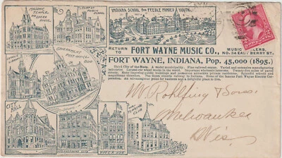 Fort Wayne full frt illust advt cover FORT WAYNE MUSIC CO + other buidings d392 - Image 1 of 2