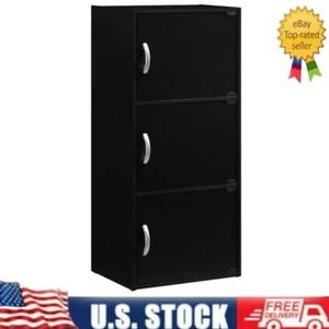 3-Shelf 3-Door Multi-purpose Cabinet Pantry Storage Cupboard Organizer Bookcase - Picture 1 of 6