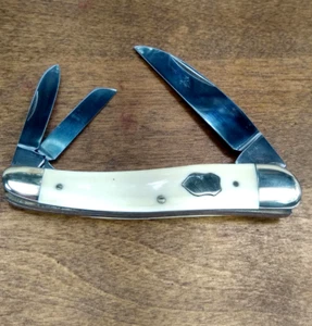 JACK KNIFE BEN Wharncliffe Smooth Bone Handle 3 blade folding knife - Picture 1 of 8