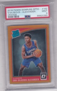 2018-19 Panini Donruss Optic 162 Shai Gilgeous-Alexander Orange RC 148/199 PSA 9