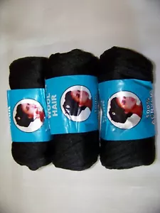 3 Bundles of Brazil Wool Hair, BUY 3 GET 1 FREE! 100% Acrylic Black - Picture 1 of 5