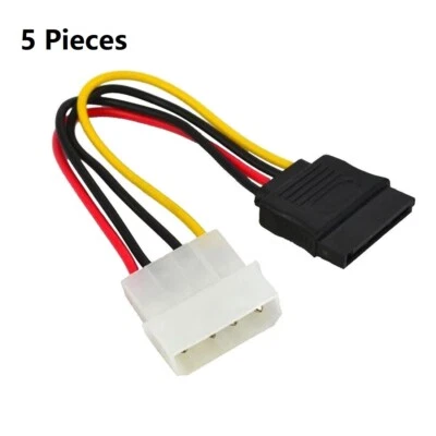 5 Pack 20cm Molex to SATA Power Adaptor Cable 4 pin to 15 pin For SSD HDD ODD - Image 1 of 4