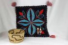 Native American Basket, Pillow, Two Small Kachina Dolls Lot