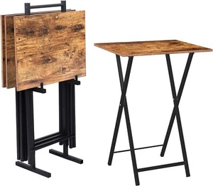 HOOBRO Folding TV Tray Tables Set of 4 TV Trays with Storage Rack Side Table - Picture 1 of 9