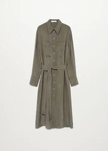 Nuevo con etiquetas Mango Mujer Vestido cupro con cinturón Reino Unido Talla 8(S) Precio de venta sugerido por el fabricante: £69.99 - Imagen 1 de 9