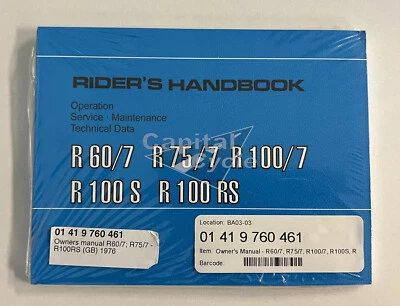 Libro de piloto manual del propietario BMW R60/7, R75/7, R100/7, R100S, R100RS Foto 1 de 2