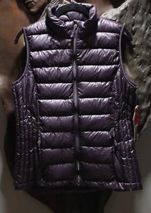 32 Degrees Heat Medium Wine Eggplant Zip Goose Down Puffer Vest Packable NEW - Picture 1 of 12