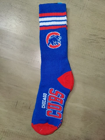 Chicago Cubs Mens Blue 4 Stripe Deuce MLB Team Crew Socks Medium Cover