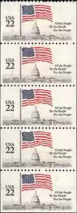US Scott 2116a, Flag over Capitol Dome, 1985 (5) 22¢ Booklet Stamps, MNH - Picture 1 of 1