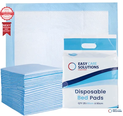 25 x Disposable Incontinence Bed Pads 60 x 60 cm Protection Sheets -1 Pack of 25 - Image 1 of 4