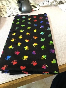 Snuggle Flannel Rainbow Black Dog Paws Fat Quarter - Picture 1 of 1
