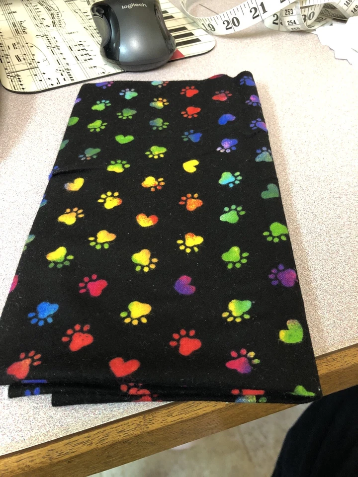 Snuggle Flannel Rainbow Black Dog Paws Fat Quarter - Image 1 of 1