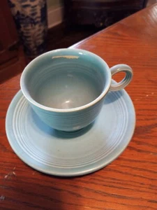 Vintage Fiesta Türkis Ring Henkel Teetasse und Untertasse Fiestaware #6 - Bild 1 von 5