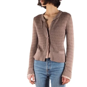 Cardigan maglione donna Fabiana Filippi beige in maglia di cotone taglia XS - Foto 1 di 12